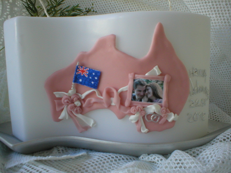 Hochzeitskerze mit Blattwachs handmodelliert  Australien - Look