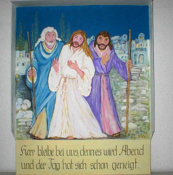 Metall - Malerei Neues Hausschild aus Blech - Jesus mit den Emmaus-J__ngern.JPG