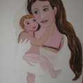 Kapelle Familie Wagner Oberwödling:   Maria mit dem göttlichen Kind; malen auf einer Holztafel Bild 1-6