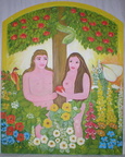 Bild - 6: Das fertige Bild Adam und Eva im Paradies auf eine Metalltafel malen.