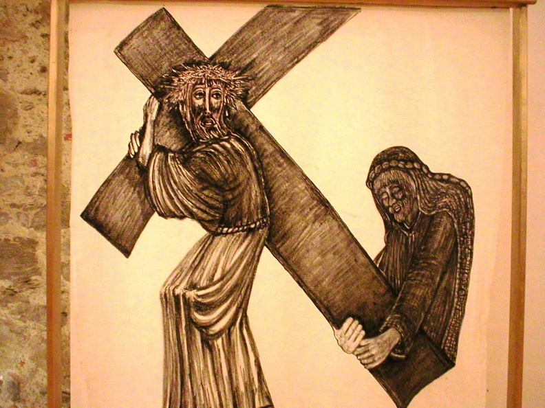 SM-04 Fastentuch Simon hilft Jesus das schwere Kreuz tragen.JPG