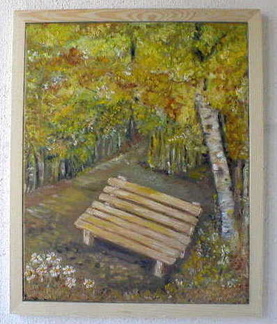 OEM-6 Oelmalerei Ein schoener Herbsttag Holzrahmen 56x56 cm