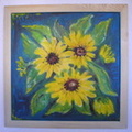OEM-2 Oelmalerei Sonnenblumen Holzrahmen 45x45 cm